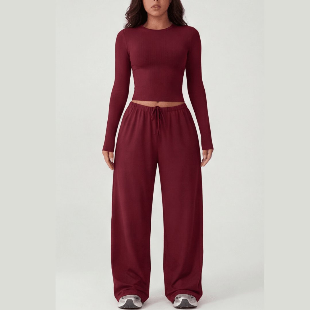 Velaire™ – Soft Crop Top and Wide Leg Pants Set - Lark & Clover