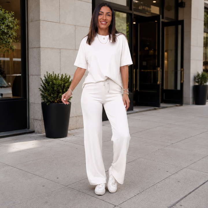 Wearday – Solid Short-Sleeve Top And Pants Set