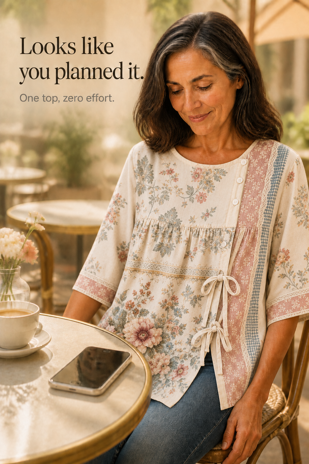 Ninetysecond – Retro Floral Side-Button Blouse