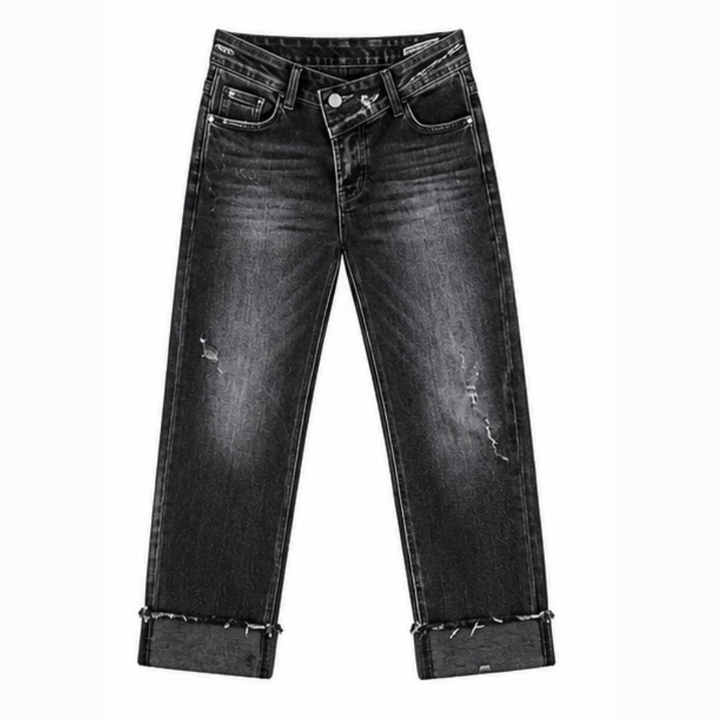 Denvie™ High-Waisted Crossover Straight-Leg Jeans