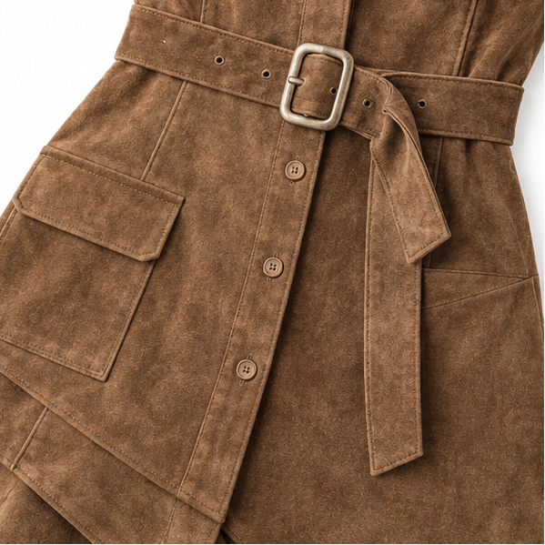 Mélisande – Notched-Collar Belted Midi Shirt Dress