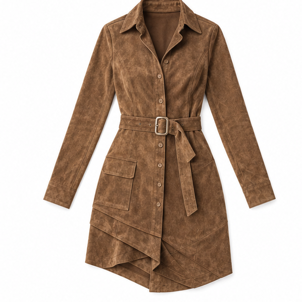 Mélisande – Notched-Collar Belted Midi Shirt Dress