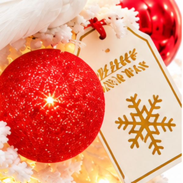Everpine – Pre-Decorated Snow-Flocked Tabletop Christmas Tree