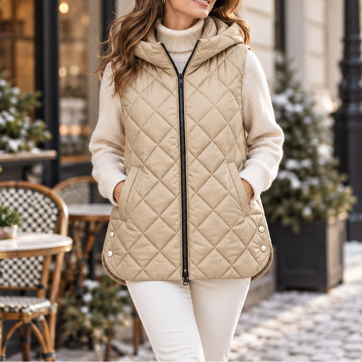 Quilta – Long Quilted Hooded Sleeveless Vest