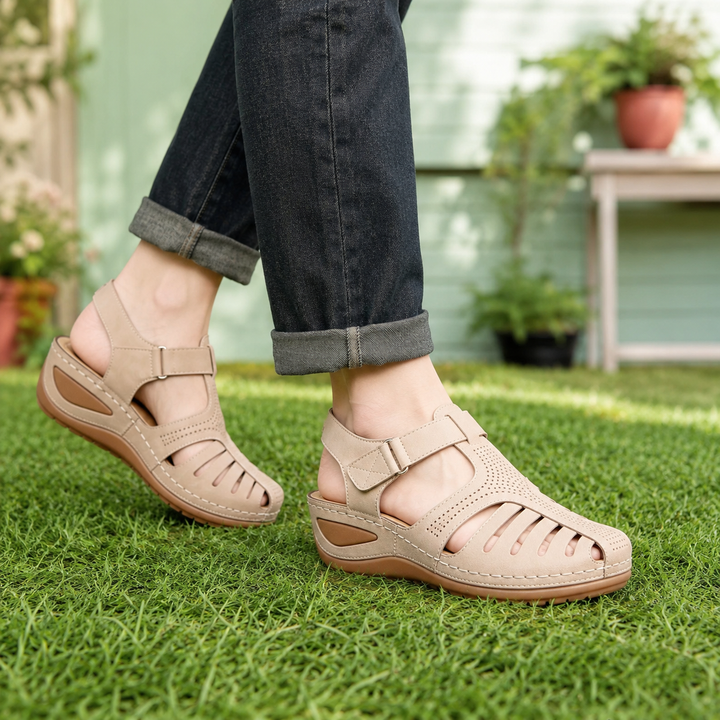 Wearbella – Closed-Toe Cut-Out Wedge Sandals