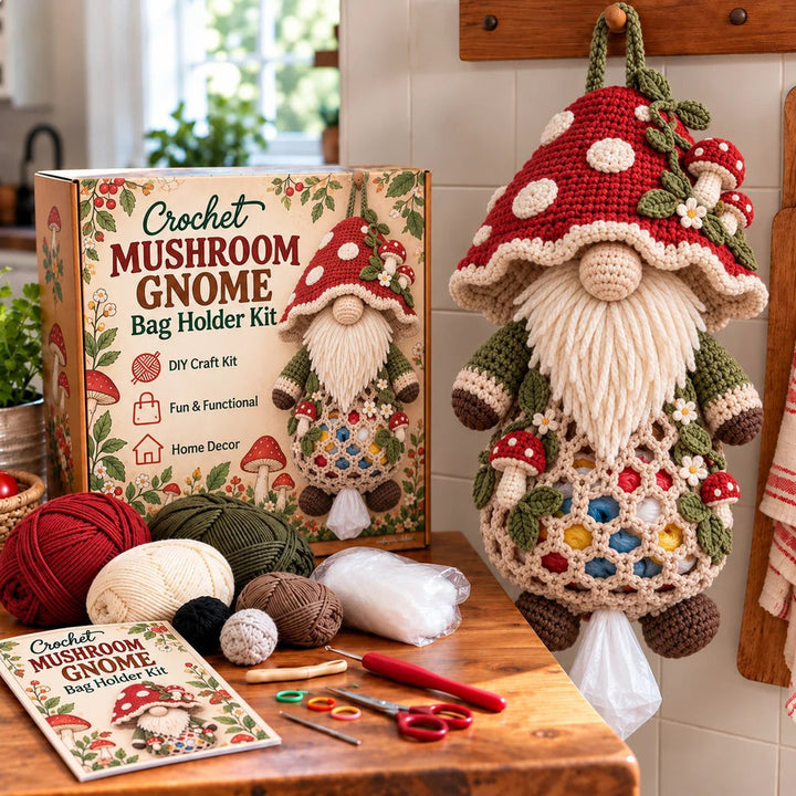 Gnome & Gather – Crochet Gnome Bag Holder