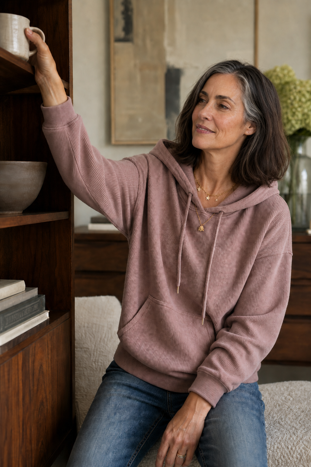 Corduvie – Ribbed Corduroy-Look Hoodie With Pockets