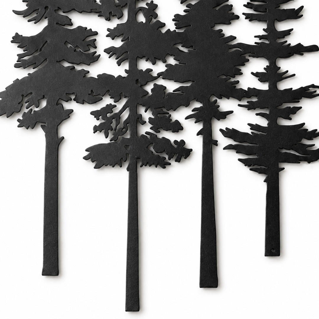 Duskgrove – Dimensional Pine Trees Metal Wall Art