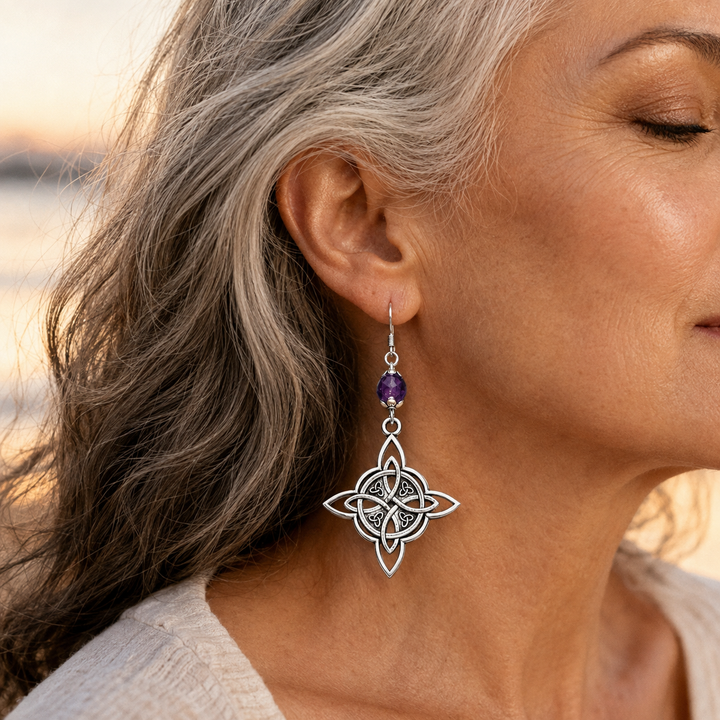 Lunavia – Vintage Celtic Knot Crystal Drop Earrings
