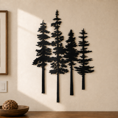 Duskgrove – Dimensional Pine Trees Metal Wall Art