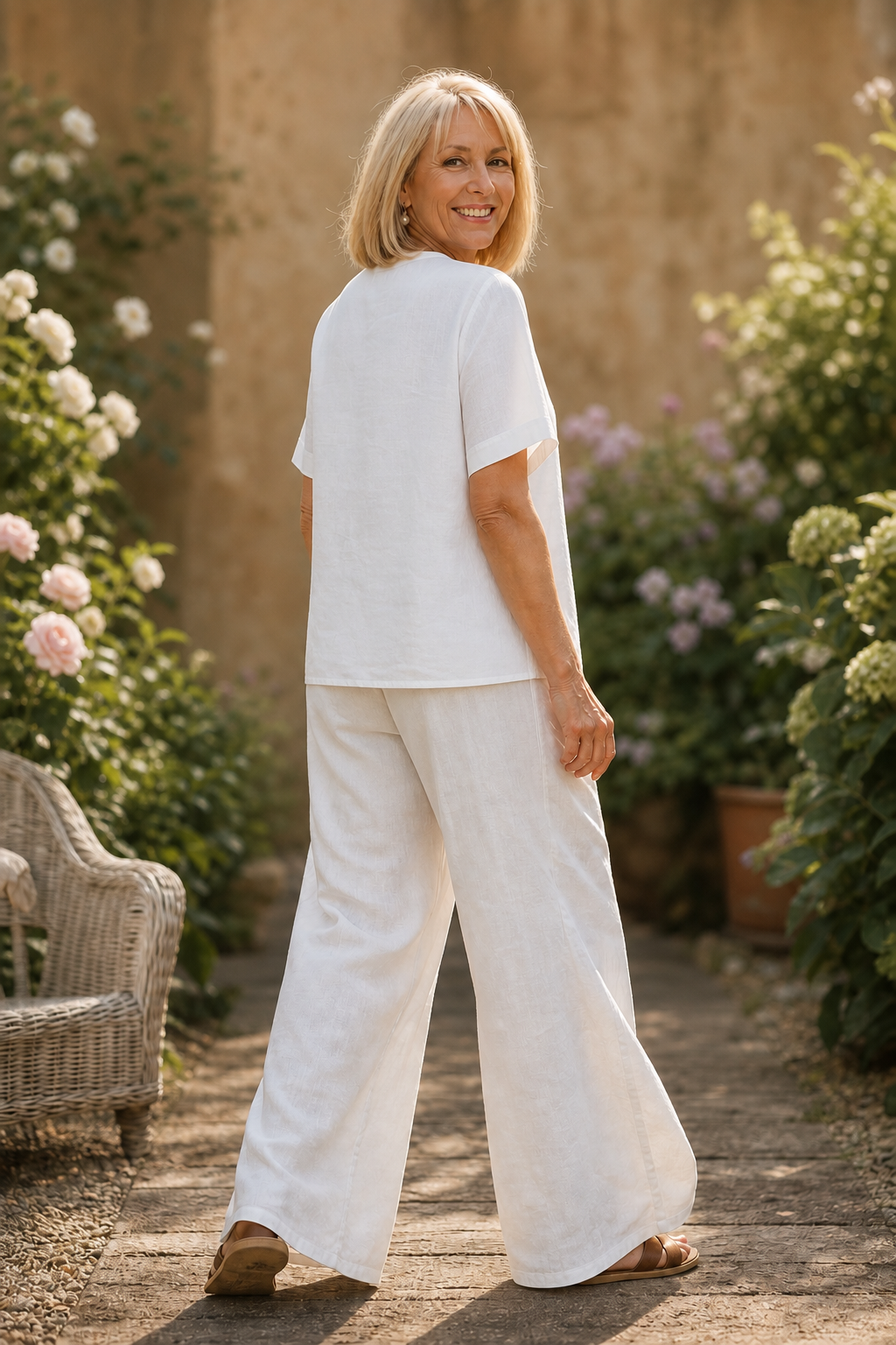 Wearbella – Wide-Leg Linen Top And Trouser Set