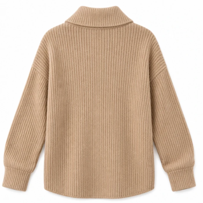 Cozelle – Asymmetric Open-Front Knit Cardigan