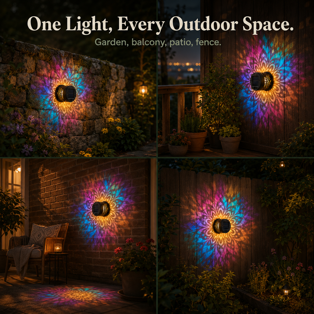 Lumara™ – Solar Mandala Wall Light Outdoor Garden Fence Projector