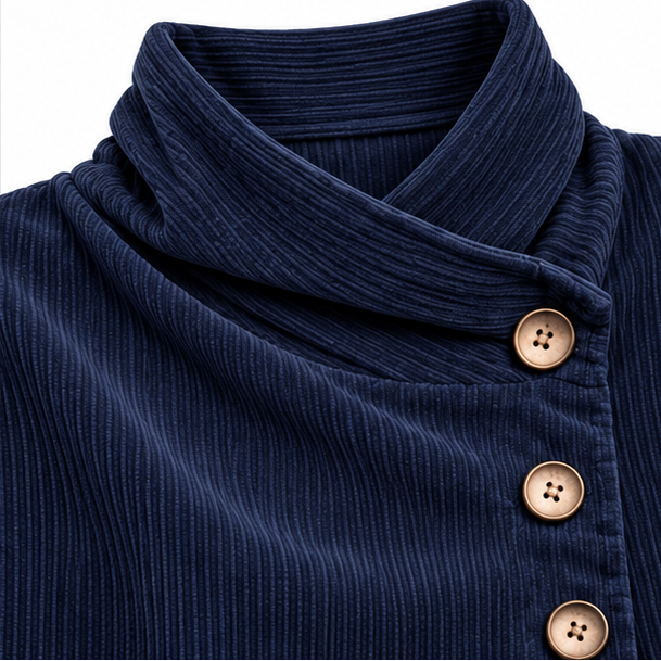 Everlayer – Draped Neck Asymmetrical Button-Front Top