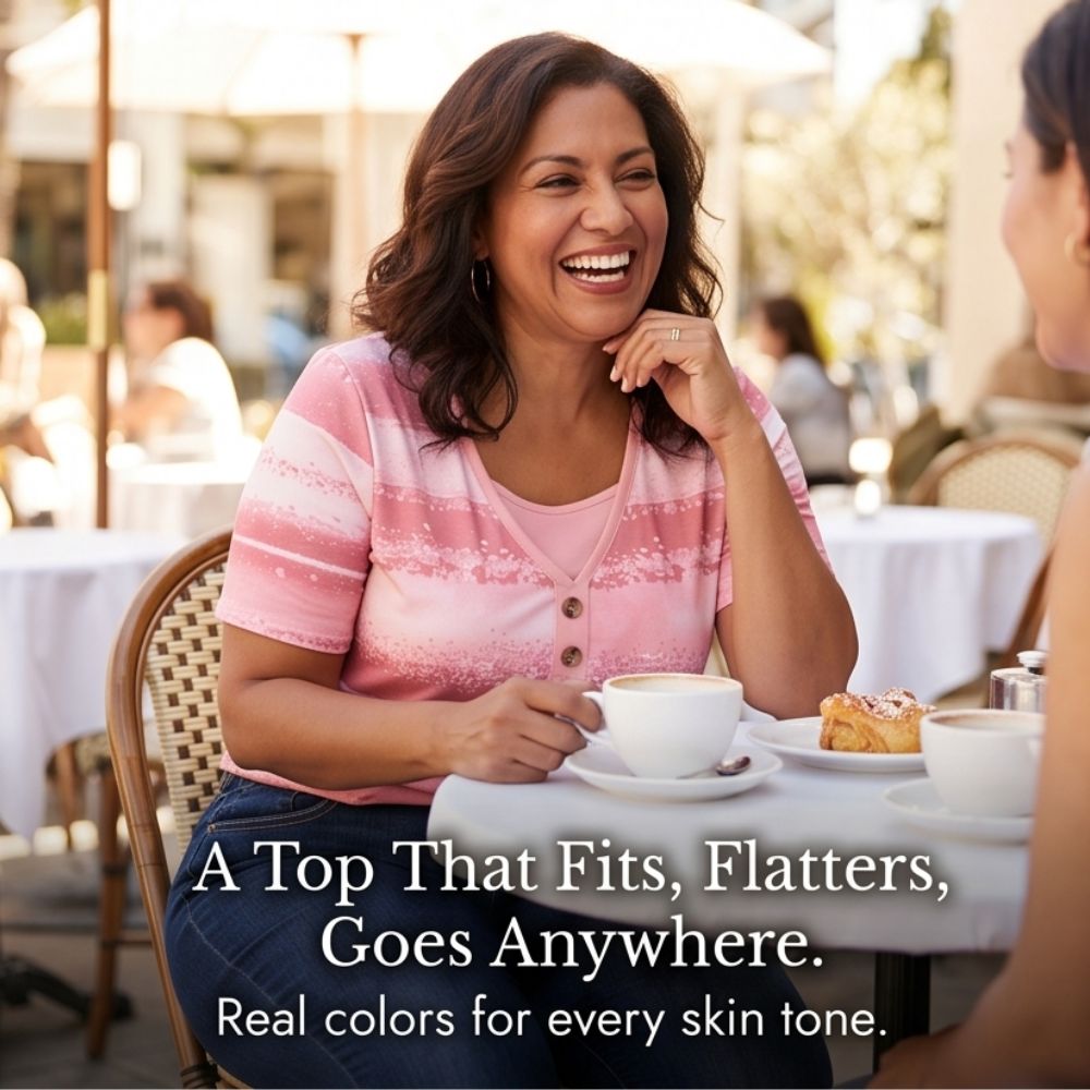 Vesper™ — Flowy Watercolor Henley for Easy Summer Style
