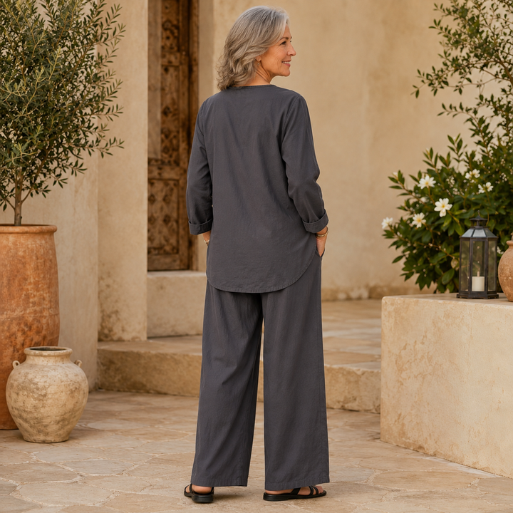 Wearbella – Wide-Leg Pants And Shirt Two-Piece Set