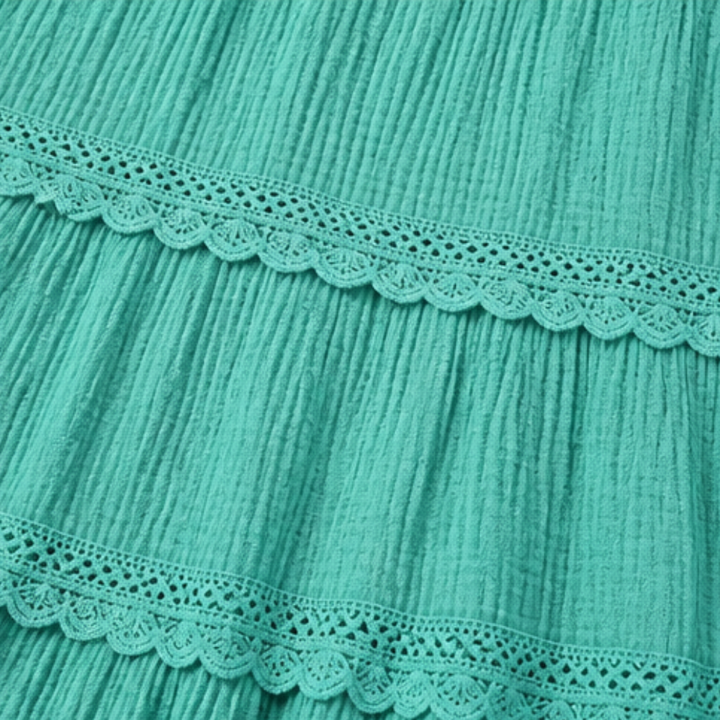 Sundara™ Tiered Lace Midi Dress with Hidden Pockets