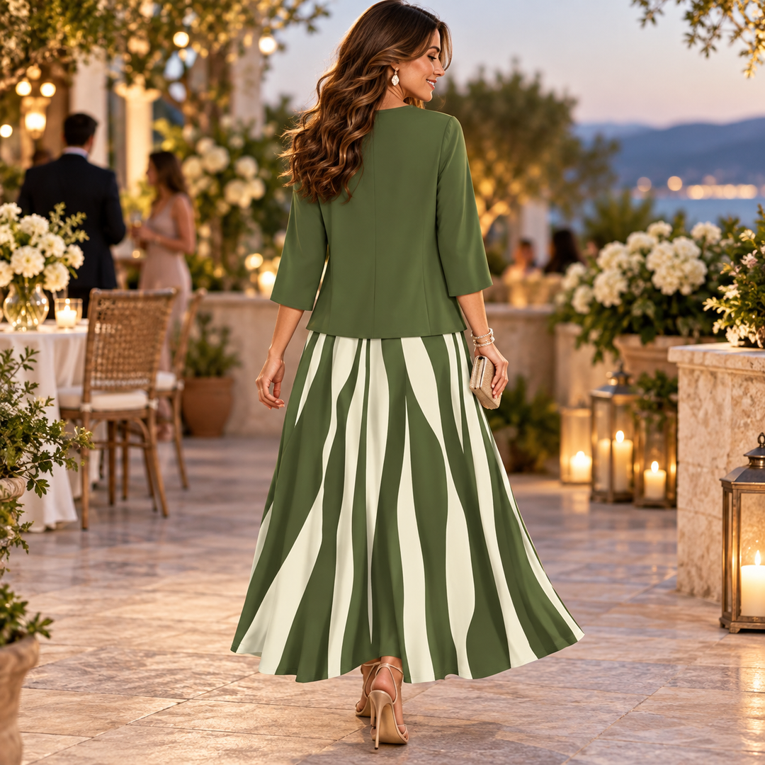 Linea Grace – Geometric Print Jacket And Maxi Dress Set