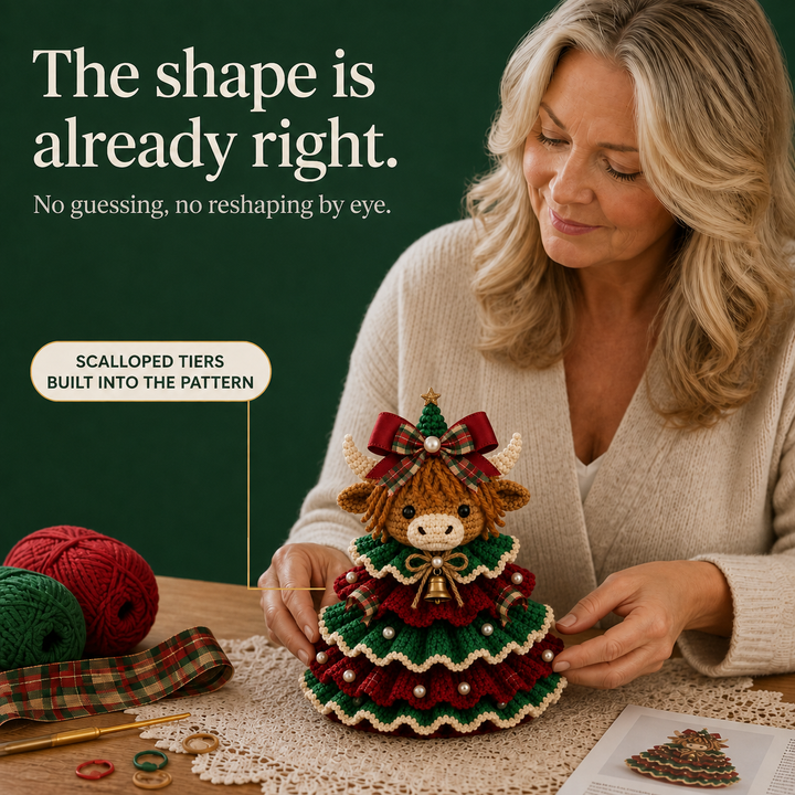 Cottagerow – Crochet Highland Cow Christmas Ornament Kit
