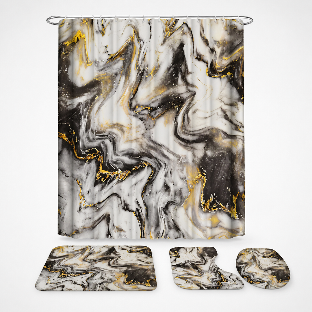 Marbella – Marble Print Waterproof Shower Curtain Set