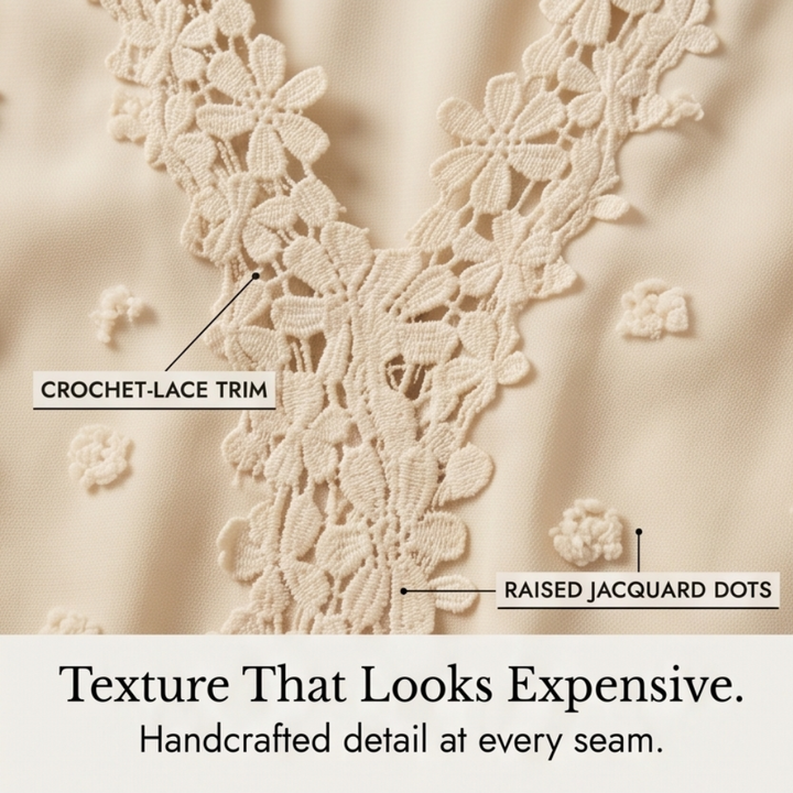 Florenza™ Jacquard Crochet-Lace V-Neck Blouse