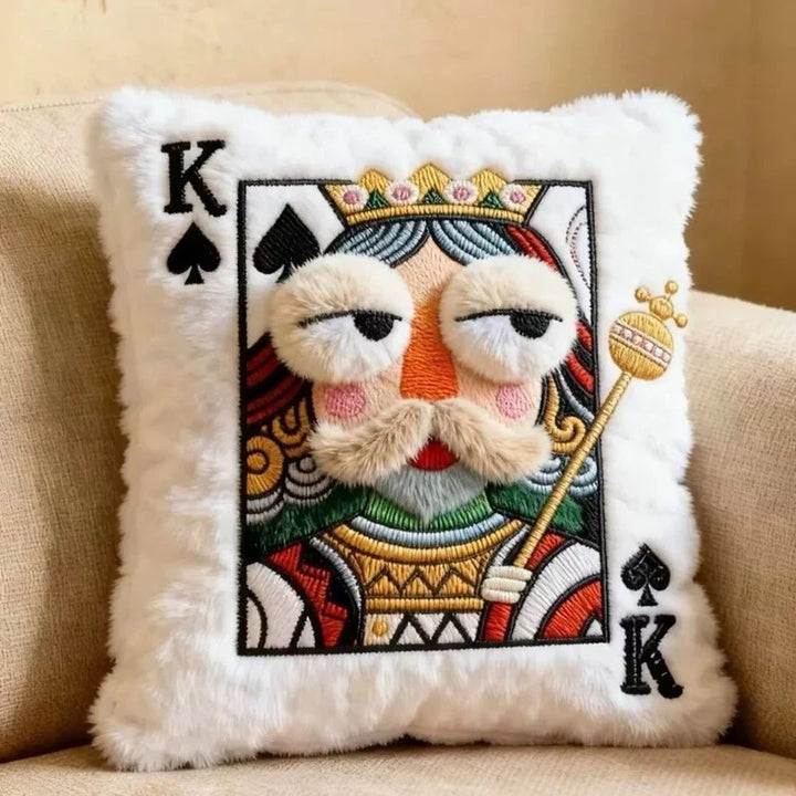 Velvina – Queen Of Spades Faux-Fur Statement Throw Pillow