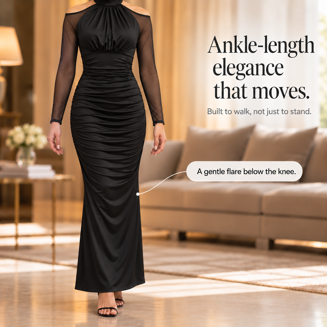 Elarian – Sheer Cold-Shoulder Mermaid Gown