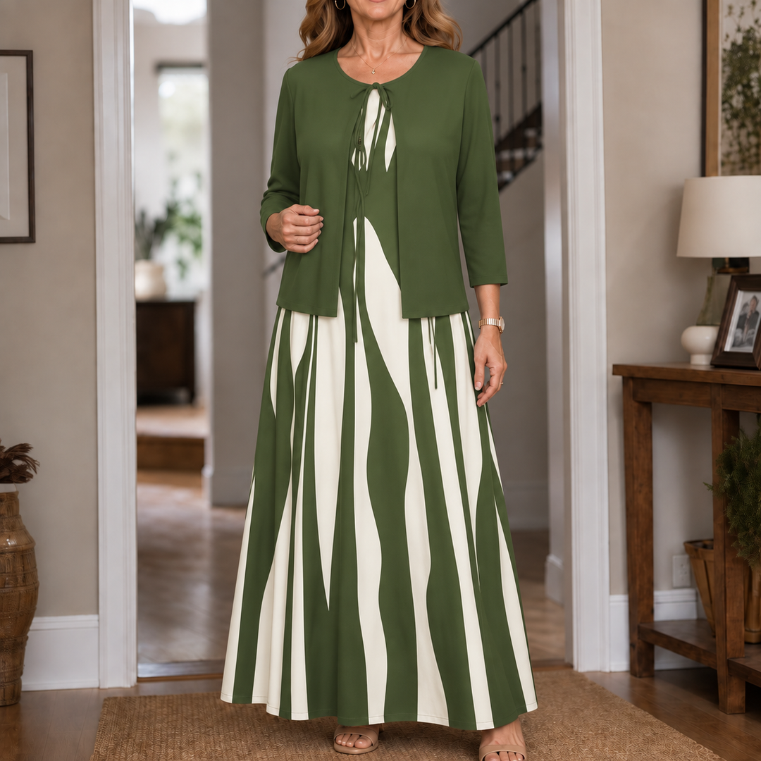 Linea Grace – Geometric Print Jacket And Maxi Dress Set