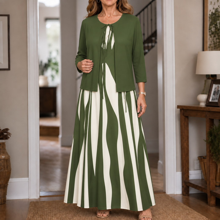 Linea Grace – Geometric Print Jacket And Maxi Dress Set