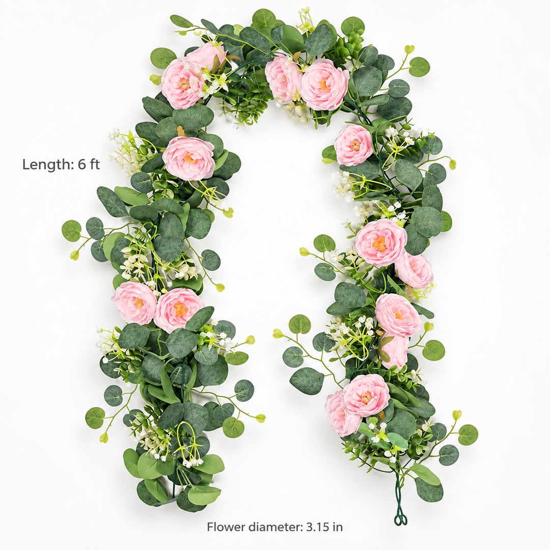 Roselune – White Rose And Eucalyptus Garland