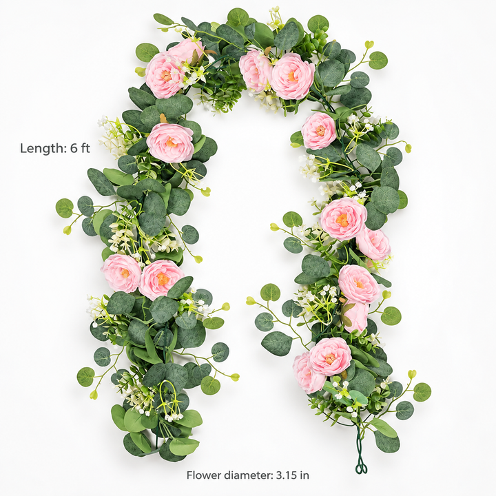 Roselune – White Rose And Eucalyptus Garland