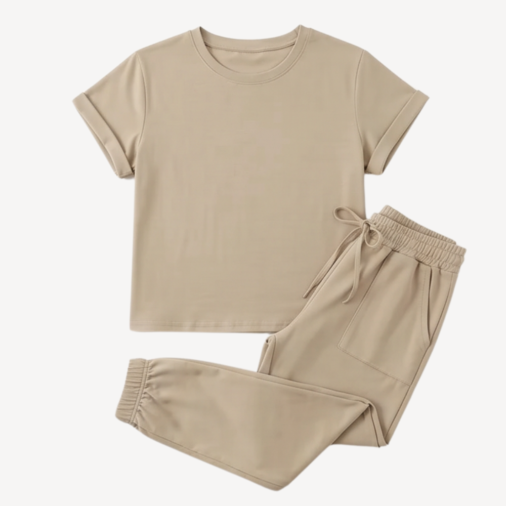 Lunavia™ – Matching Tee & Jogger Set with Pockets