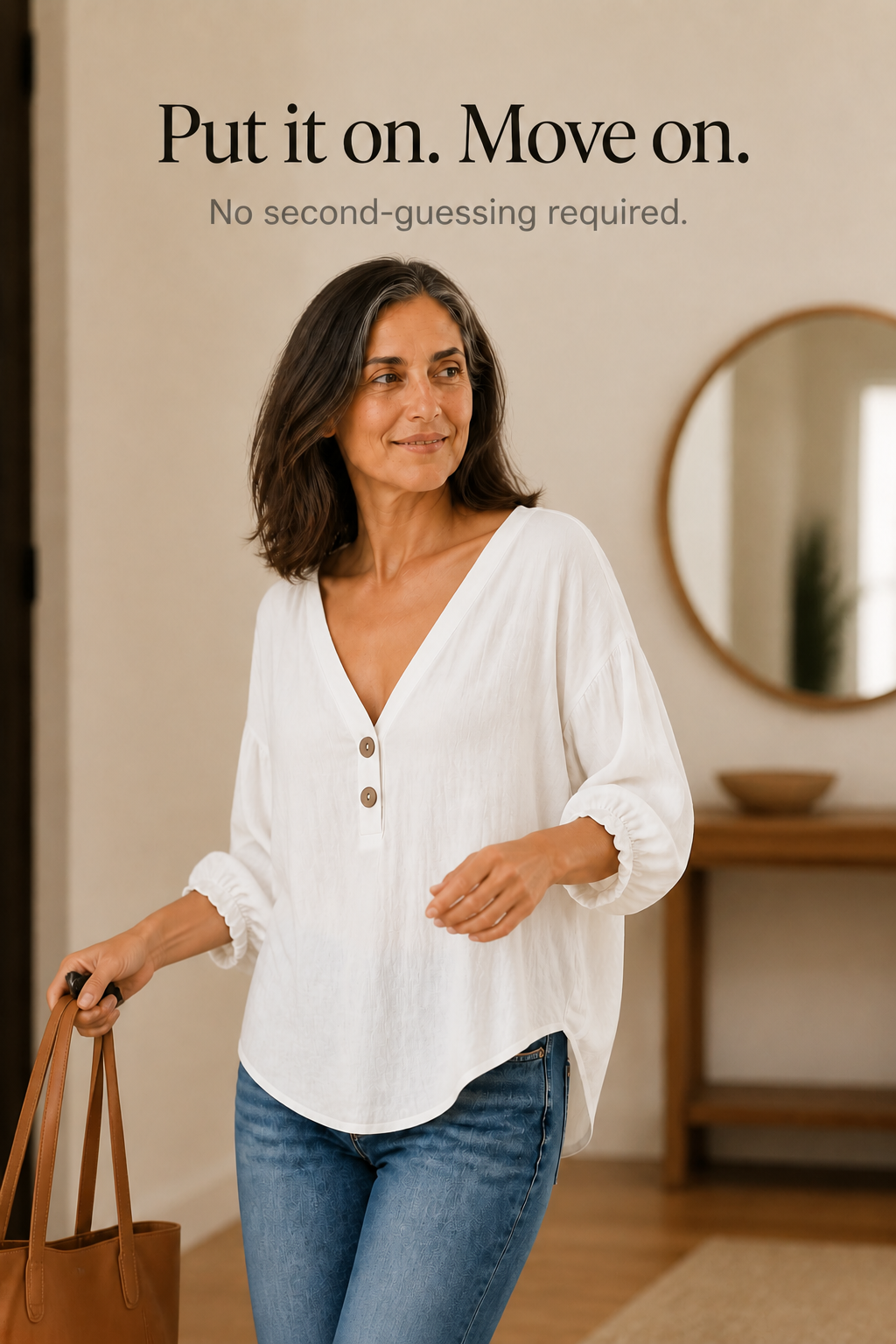 Lunelle – Loose V-Neck Linen-Look Blouse