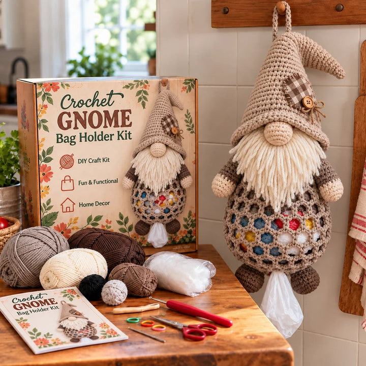 Gnome & Gather – Crochet Gnome Bag Holder
