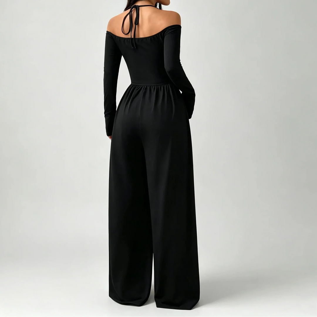 Elara – Off-Shoulder Wrap Wide-Leg Jumpsuit