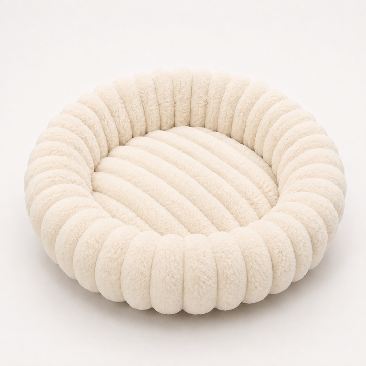 Nestwell – Raised-Edge Round Calming Plush Pet Bed