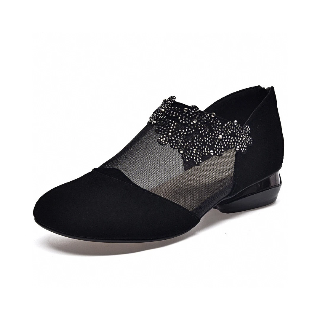 Veluna™ – Beaded Lace Mesh Wedge Shoes
