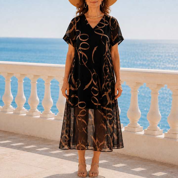 Draperie – V-Neck Maxi Dress That Skims, Never Clings