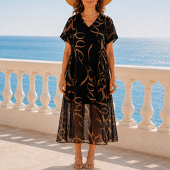 Draperie – V-Neck Maxi Dress That Skims, Never Clings
