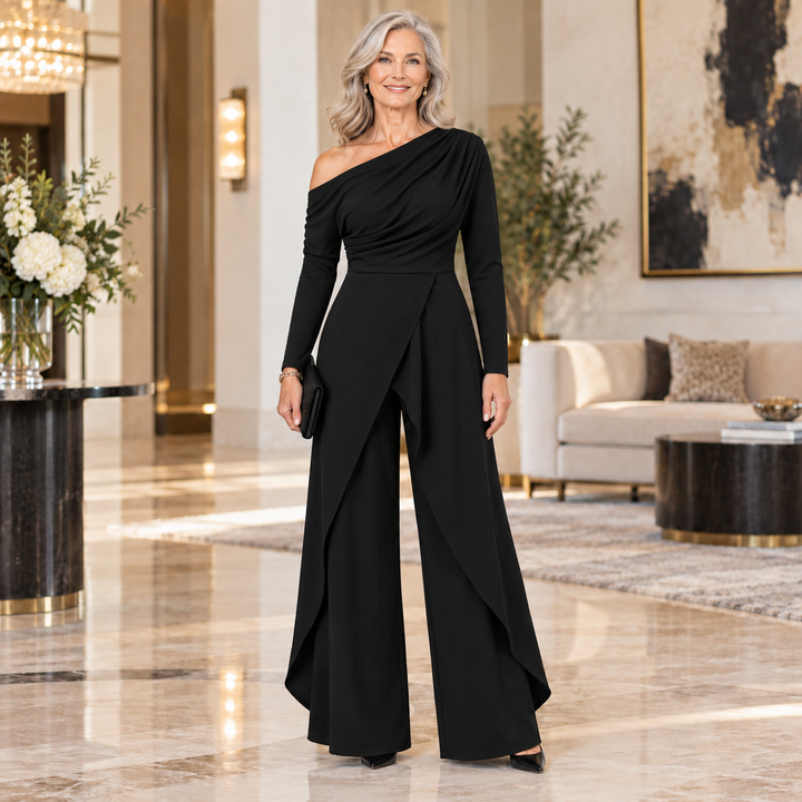Sorenna - Women's One Shoulder Wrap Jumpsuit