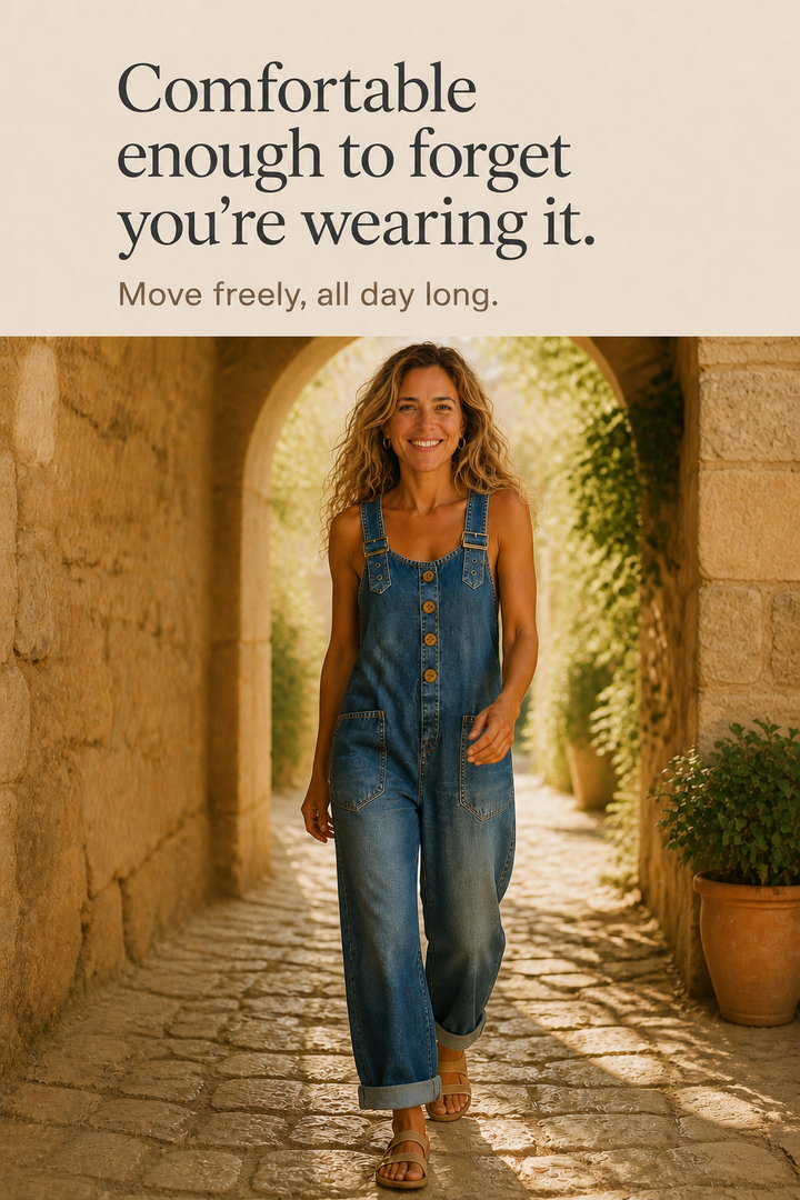 Loosetta – Vintage Wash Adjustable-Strap Wide-Leg Overalls