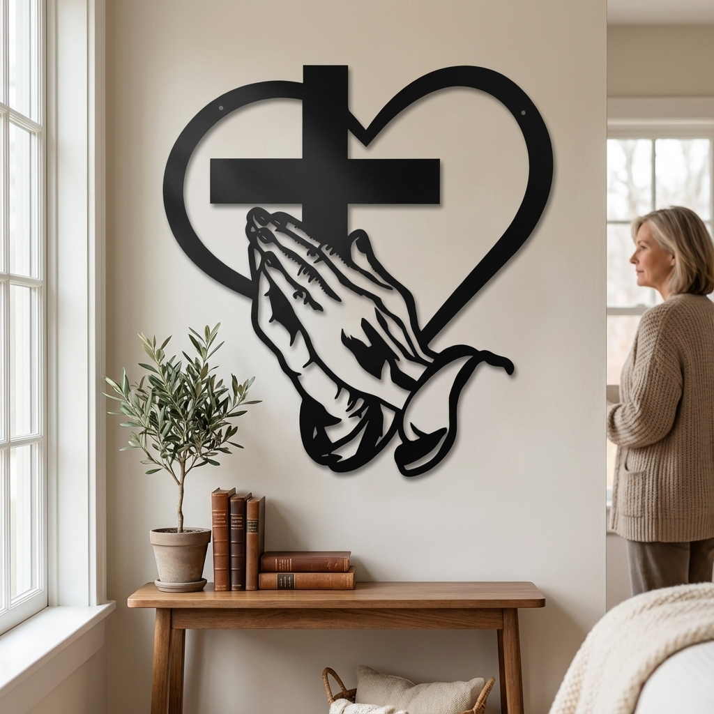 VERITÁ™ – Christian Heart and Cross Metal Wall Decor