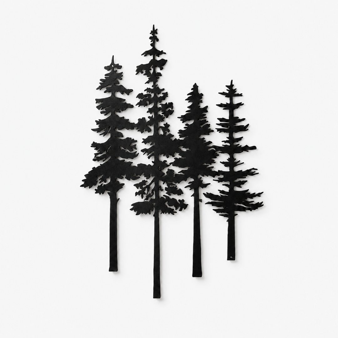 Duskgrove – Dimensional Pine Trees Metal Wall Art