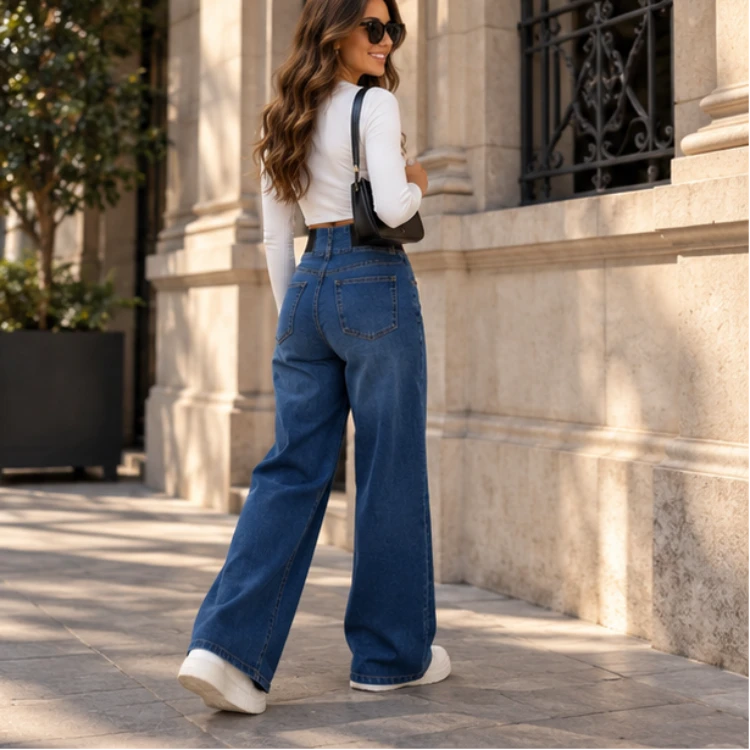 Easewide – High-Waisted Wide-Leg Stretch Jeans