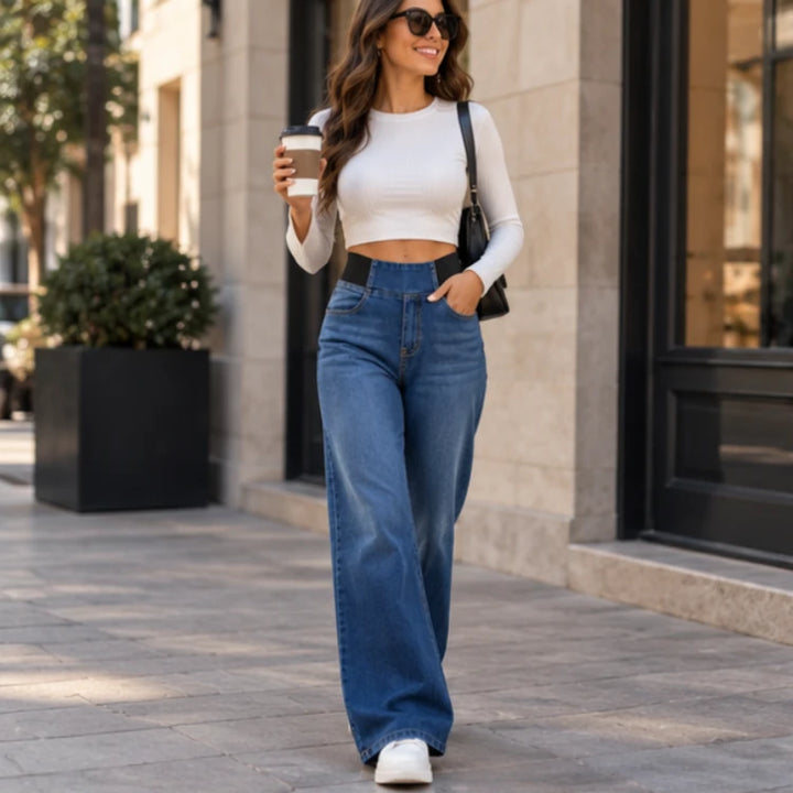 Easewide – High-Waisted Wide-Leg Stretch Jeans
