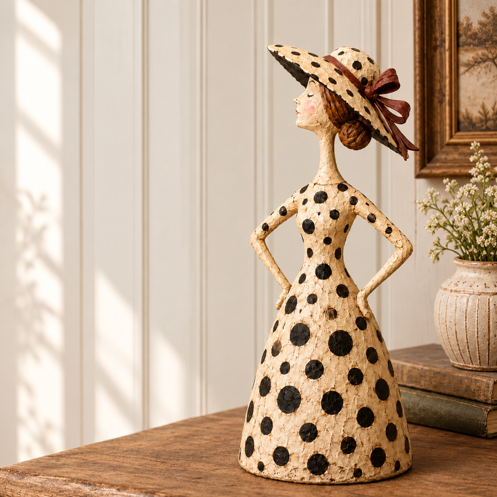 Heirloom Whiskers – Distressed Cat And Lady Figurine Set