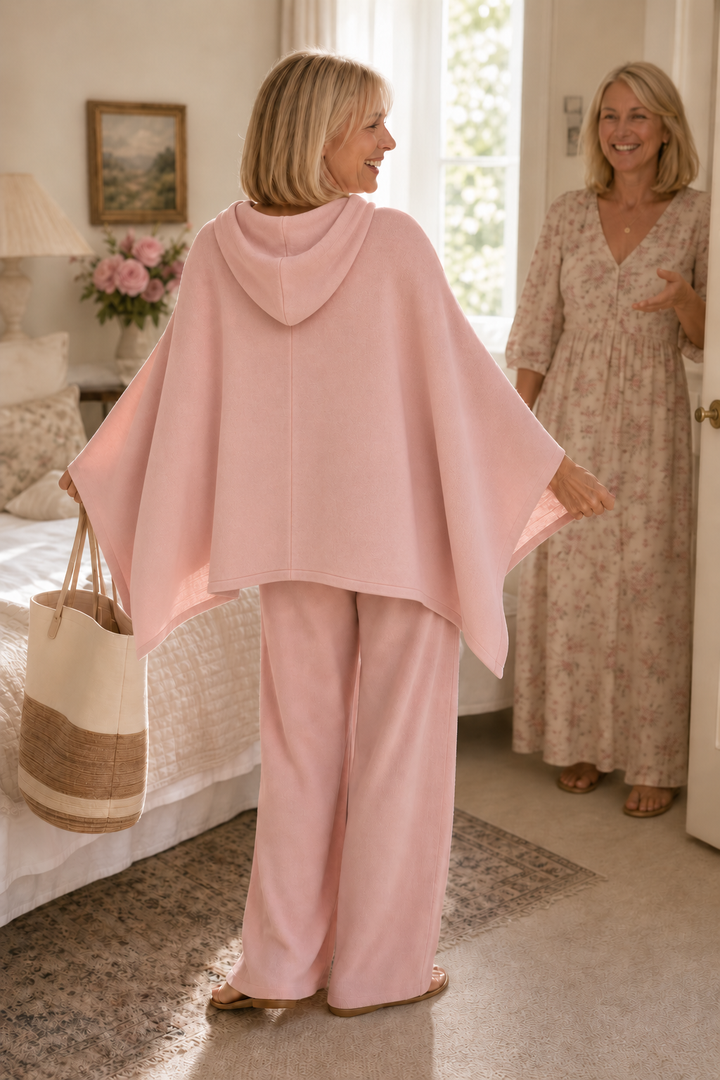 Wearbella – Hooded Cape And Wide-Leg Trouser Set