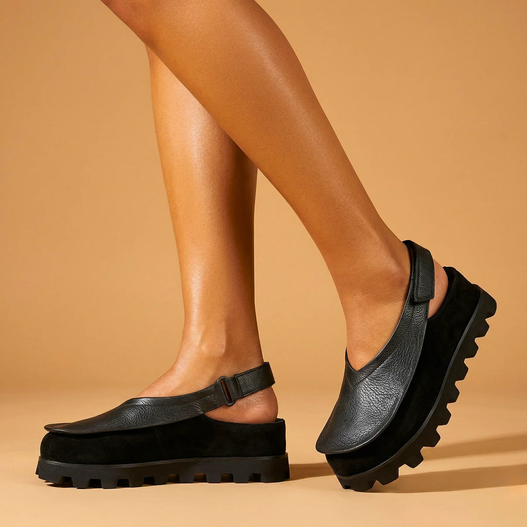 Solvana – Cushioned Leather Slingback Flats