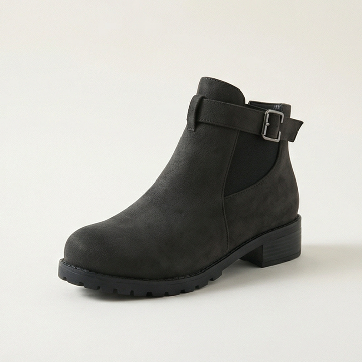 Stridella™ – Suede Look Buckle Ankle Booties