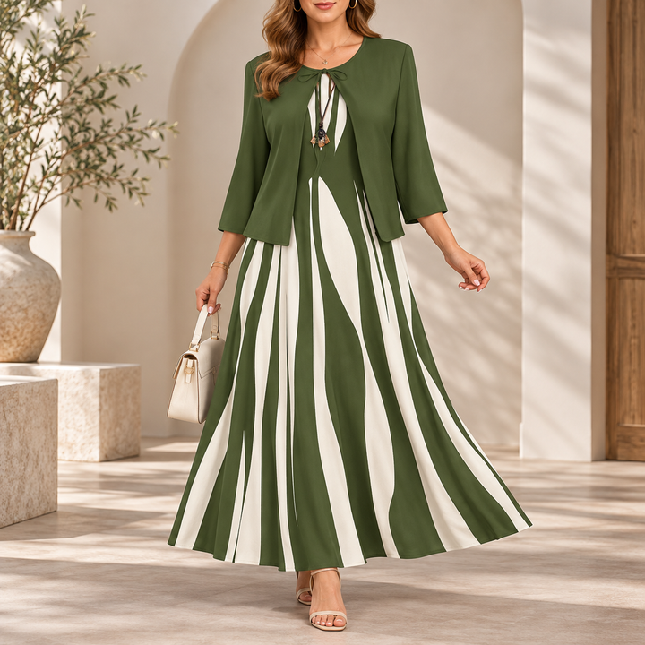 Linea Grace – Geometric Print Jacket And Maxi Dress Set